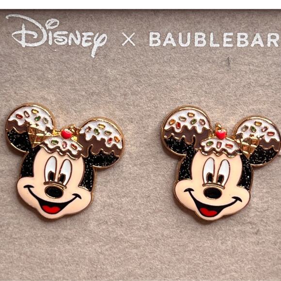 Disney X BaubleBar Mickey Mouse Ice Cream Cone Stud Earrings Jewelry New - Picture 1 of 3